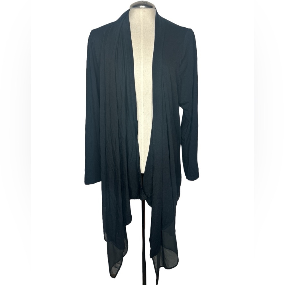 Lane Bryant Open Front Long Sleeve Black Waterfall Sheer Cardigan Size 26/28